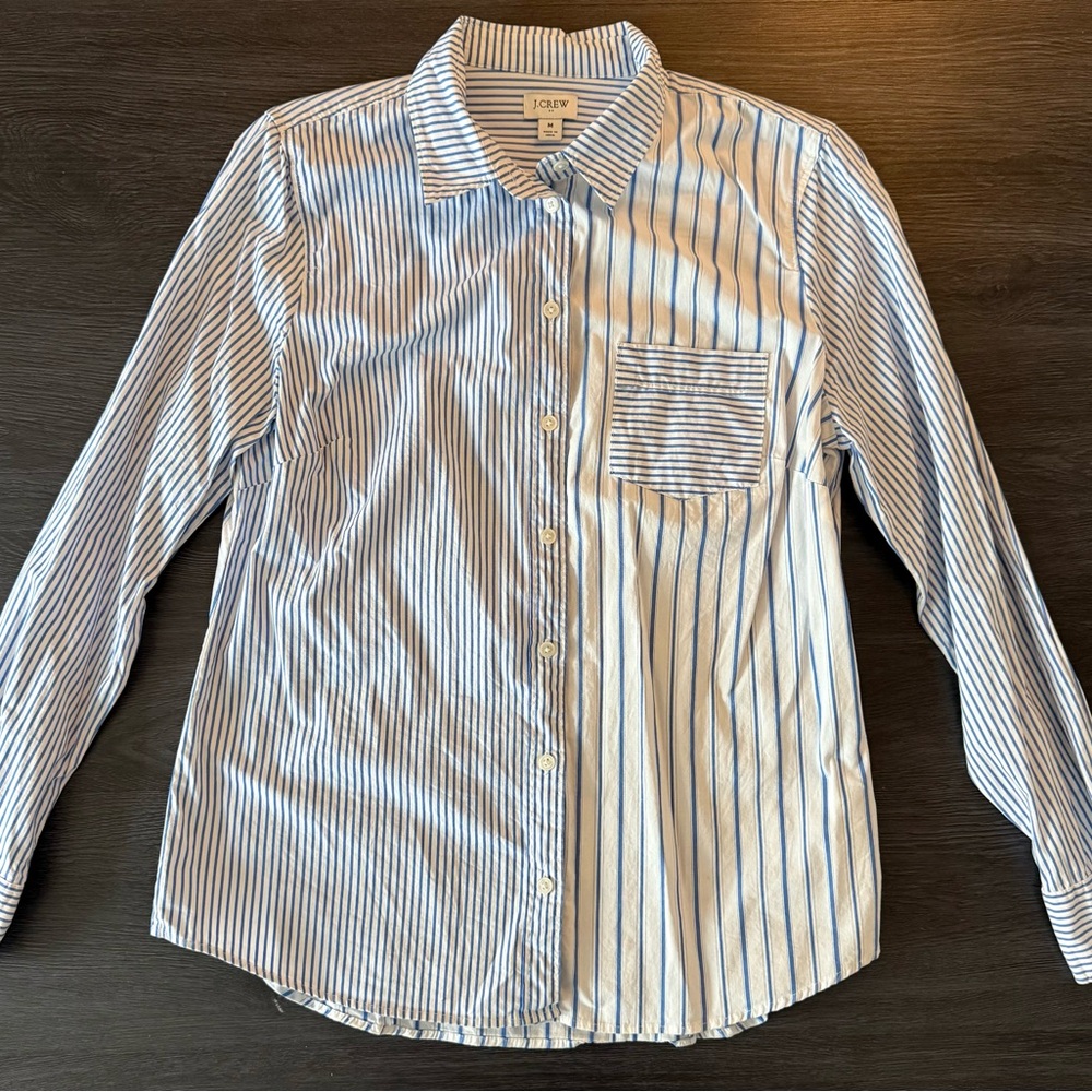 J.Crew Blue Striped Button-Up Shirt